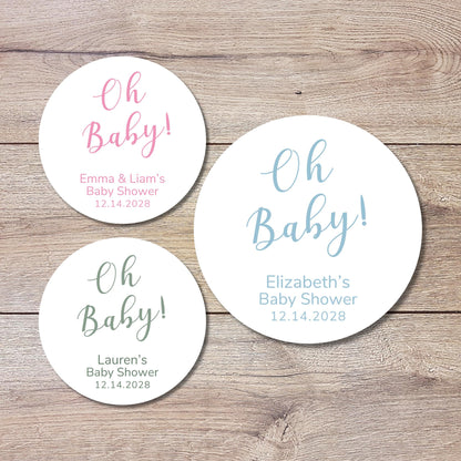 Oh Baby, Baby Shower Stickers, Custom Thank You for Showering Our Baby Labels