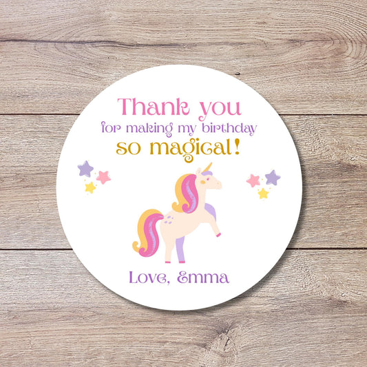 Personalized Magical Unicorn Birthday Sticker, Custom Kids Birthday Party Favor Labels