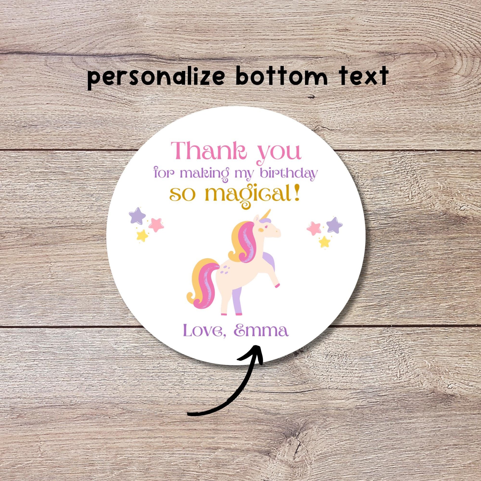 Personalized Magical Unicorn Birthday Sticker, Custom Kids Birthday Party Favor Labels