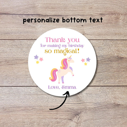 Personalized Magical Unicorn Birthday Sticker, Custom Kids Birthday Party Favor Labels