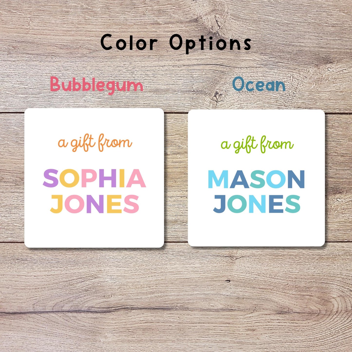 Personalized A Gift From Square Stickers, Custom Kids Party Favor Teacher Gift Bags Labels