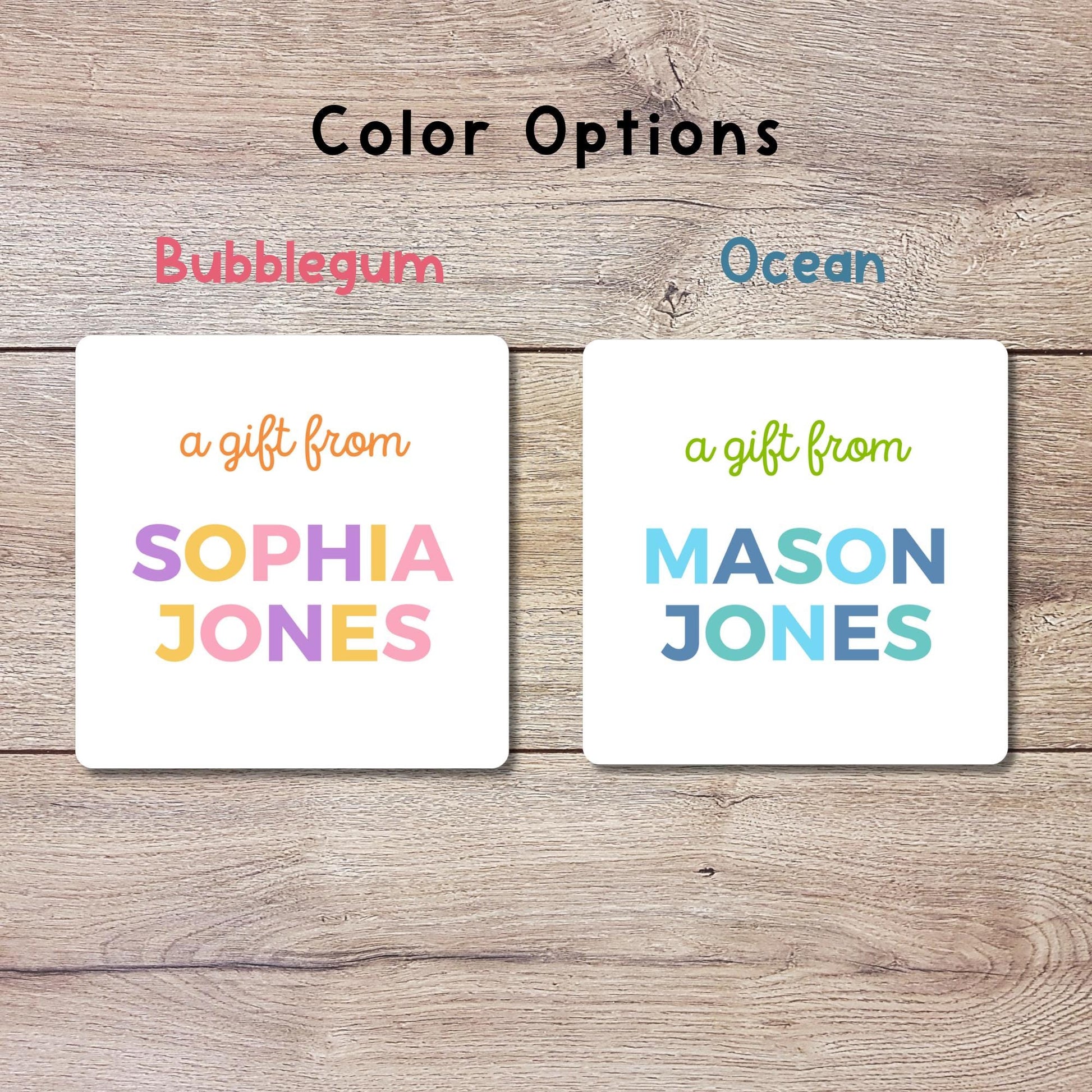 Personalized A Gift From Square Stickers, Custom Kids Party Favor Teacher Gift Bags Labels