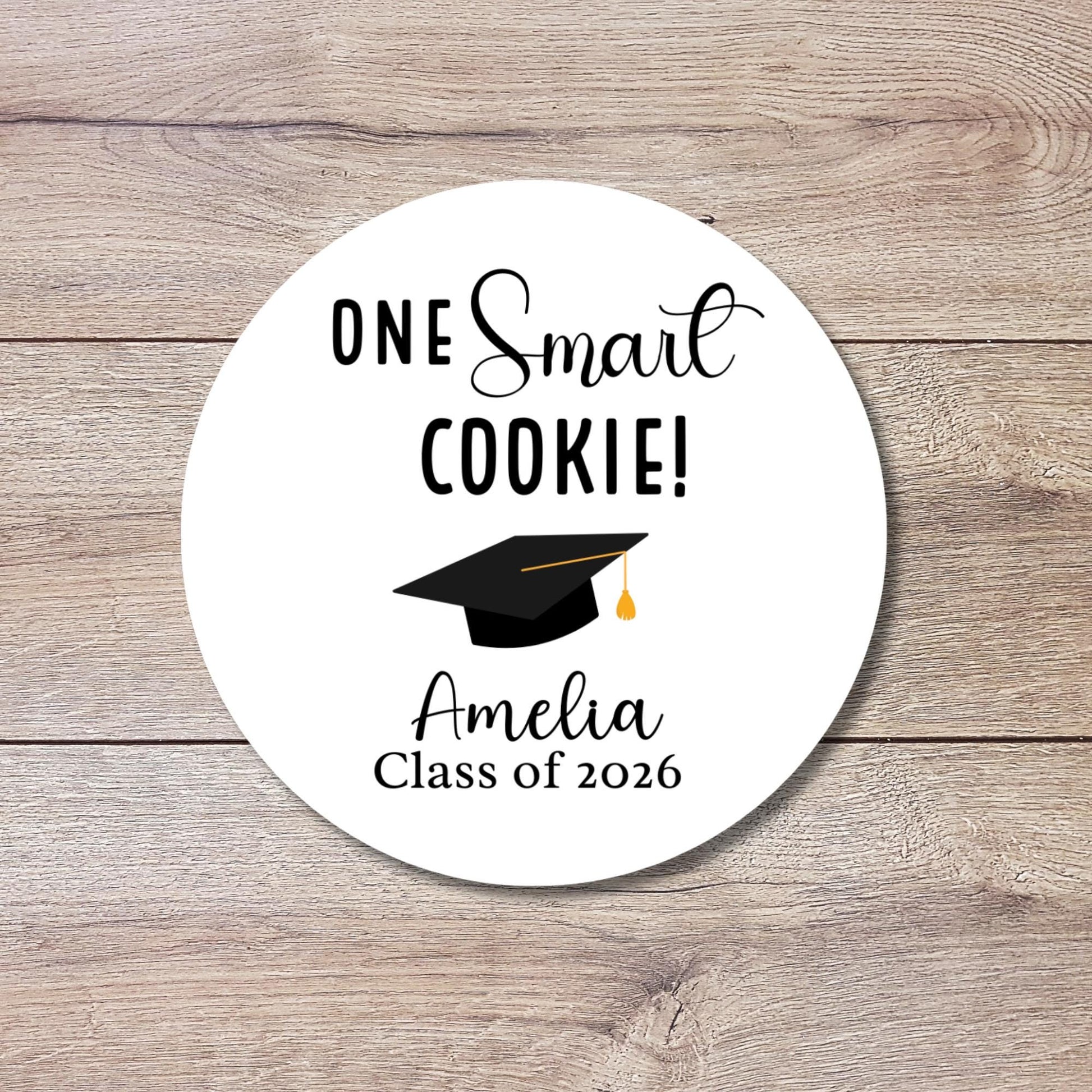 Personalized One Smart Cookie Graduation Stickers, Custom Grad Party Gift Bag Labels