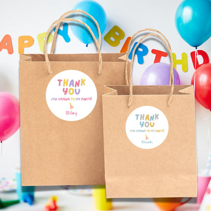 Personalized Thank You for Coming Stickers, Custom Birthday Party Favor Gift Bags Labels