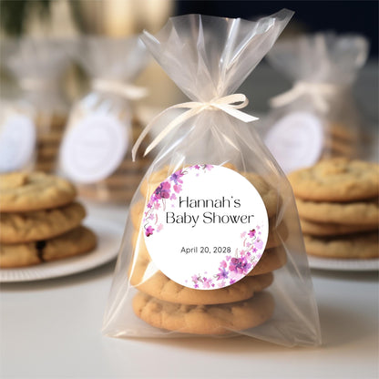 Personalized Watercolor Floral Baby Shower Stickers, Thank You for Coming Party Gift Labels