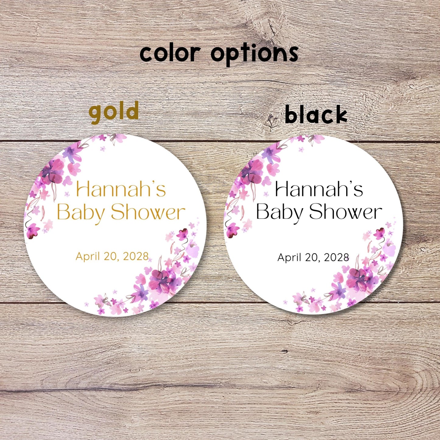 Personalized Watercolor Floral Baby Shower Stickers, Thank You for Coming Party Gift Labels