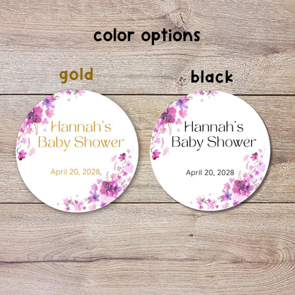 Personalized Watercolor Floral Baby Shower Stickers, Thank You for Coming Party Gift Labels