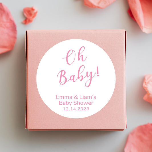 Oh Baby, Baby Shower Stickers, Custom Thank You for Showering Our Baby Labels