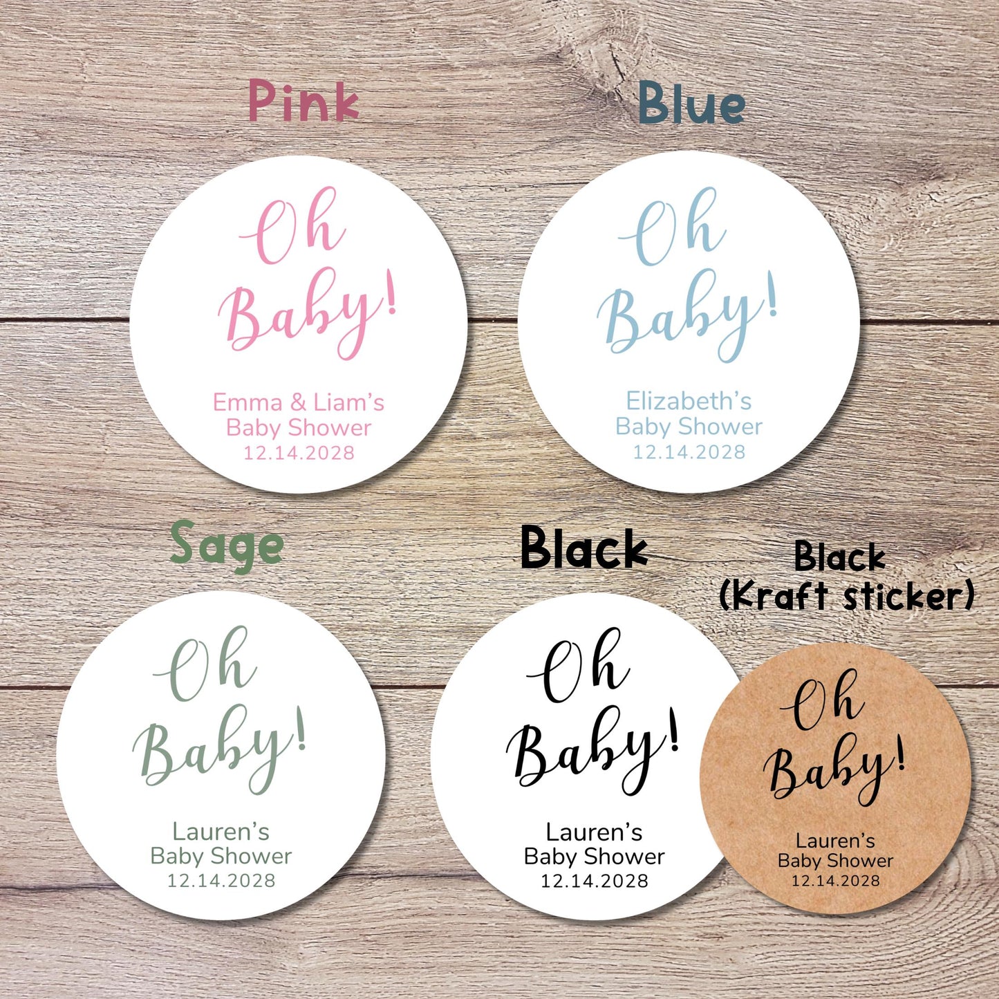Oh Baby, Baby Shower Stickers, Custom Thank You for Showering Our Baby Labels