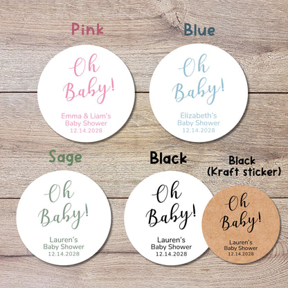 Oh Baby, Baby Shower Stickers, Custom Thank You for Showering Our Baby Labels