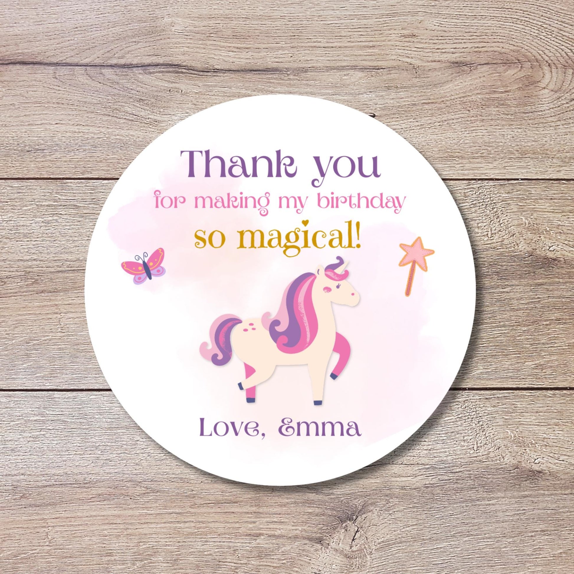 Personalized Unicorn Birthday Sticker, Custom Magical Kids Birthday Party Favor Labels