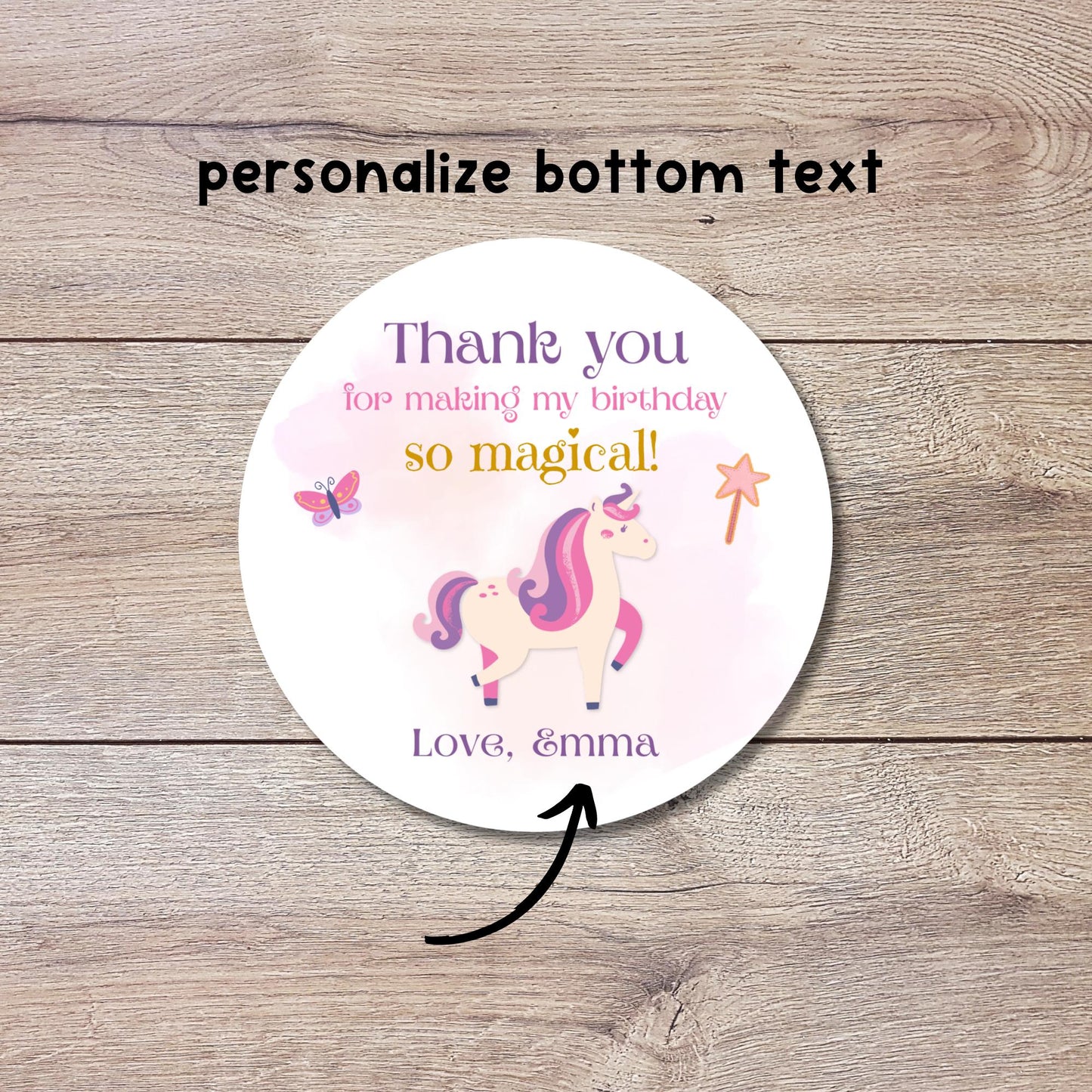 Personalized Unicorn Birthday Sticker, Custom Magical Kids Birthday Party Favor Labels