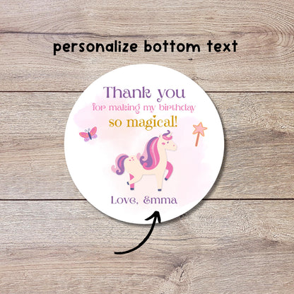 Personalized Unicorn Birthday Sticker, Custom Magical Kids Birthday Party Favor Labels