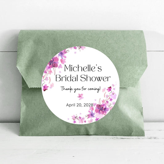 Floral Bridal Shower Personalized Stickers, Custom Bride-to-Be Thank You Labels