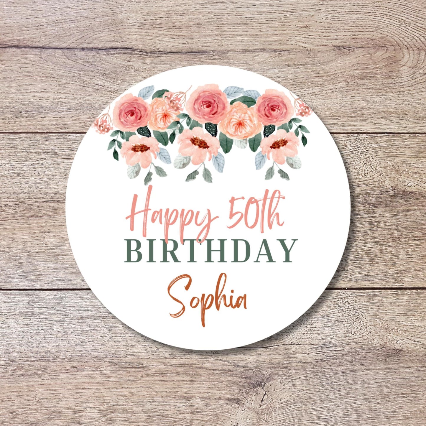 Personalized Floral Birthday Sticker, Custom Thank You Party Favor Gift Bag Labels