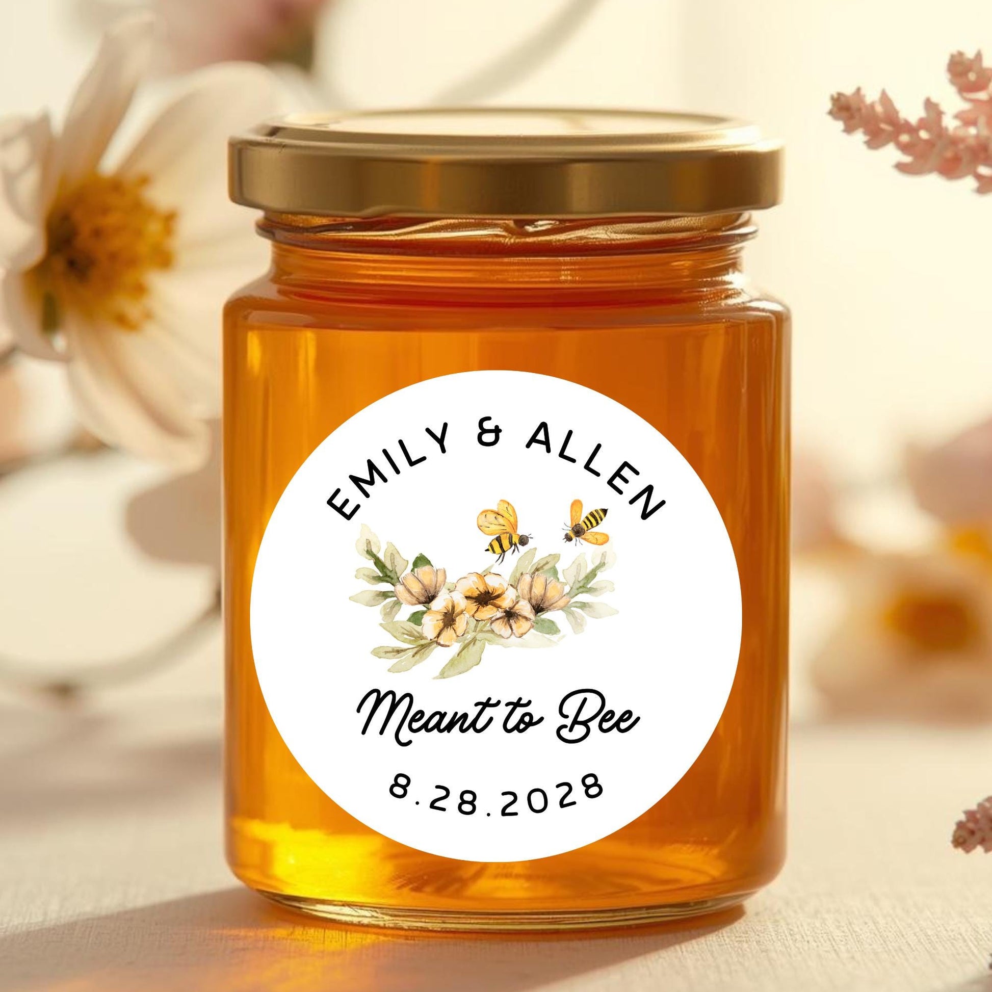 Personalized Meant to Bee Round Sticker, Custom Wedding Bridal Shower Party Favor Labels