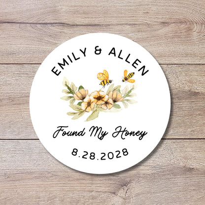 Personalized Found My Honey Sticker, Custom Wedding Bridal Shower Party Favor Labels