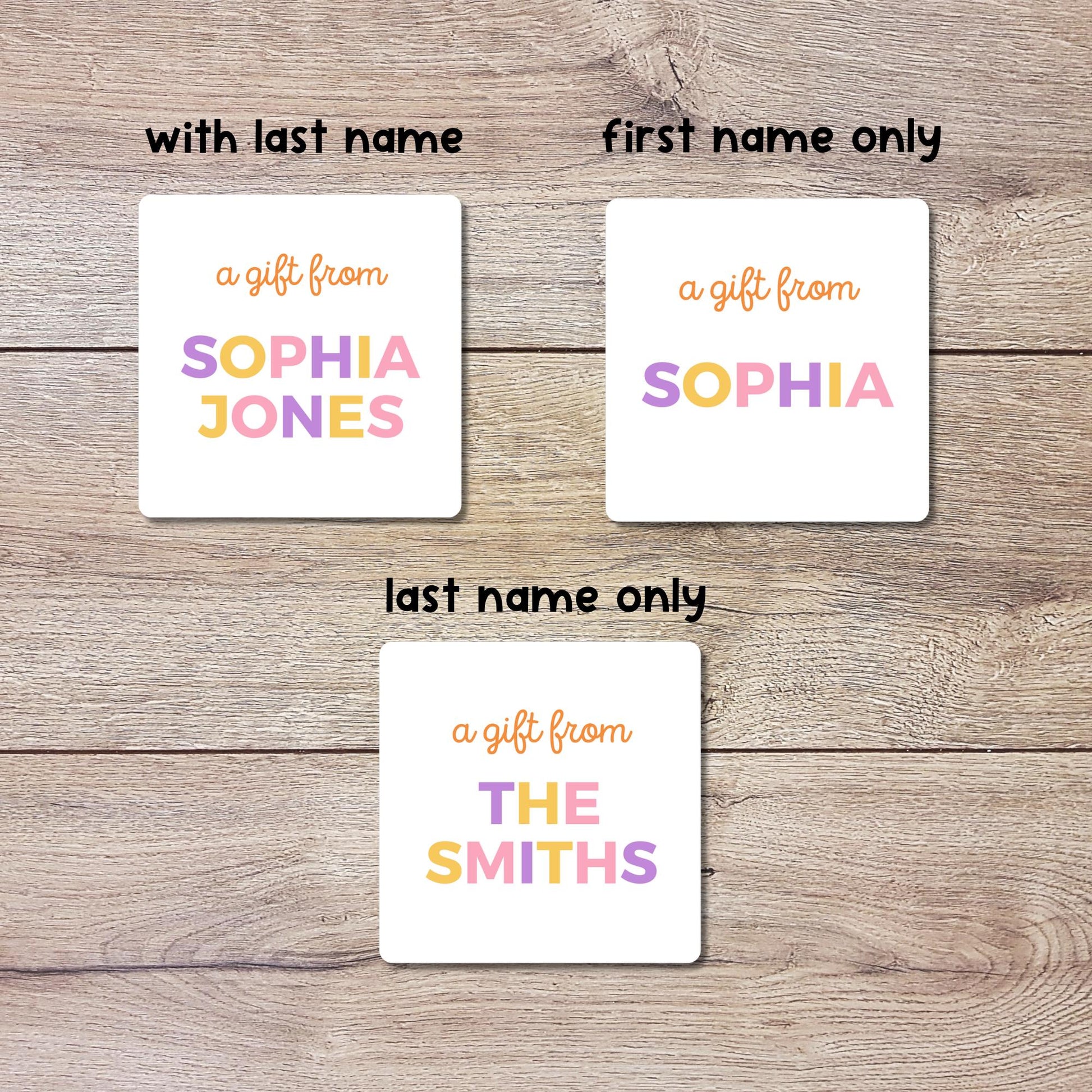 Personalized A Gift From Square Stickers, Custom Kids Party Favor Teacher Gift Bags Labels
