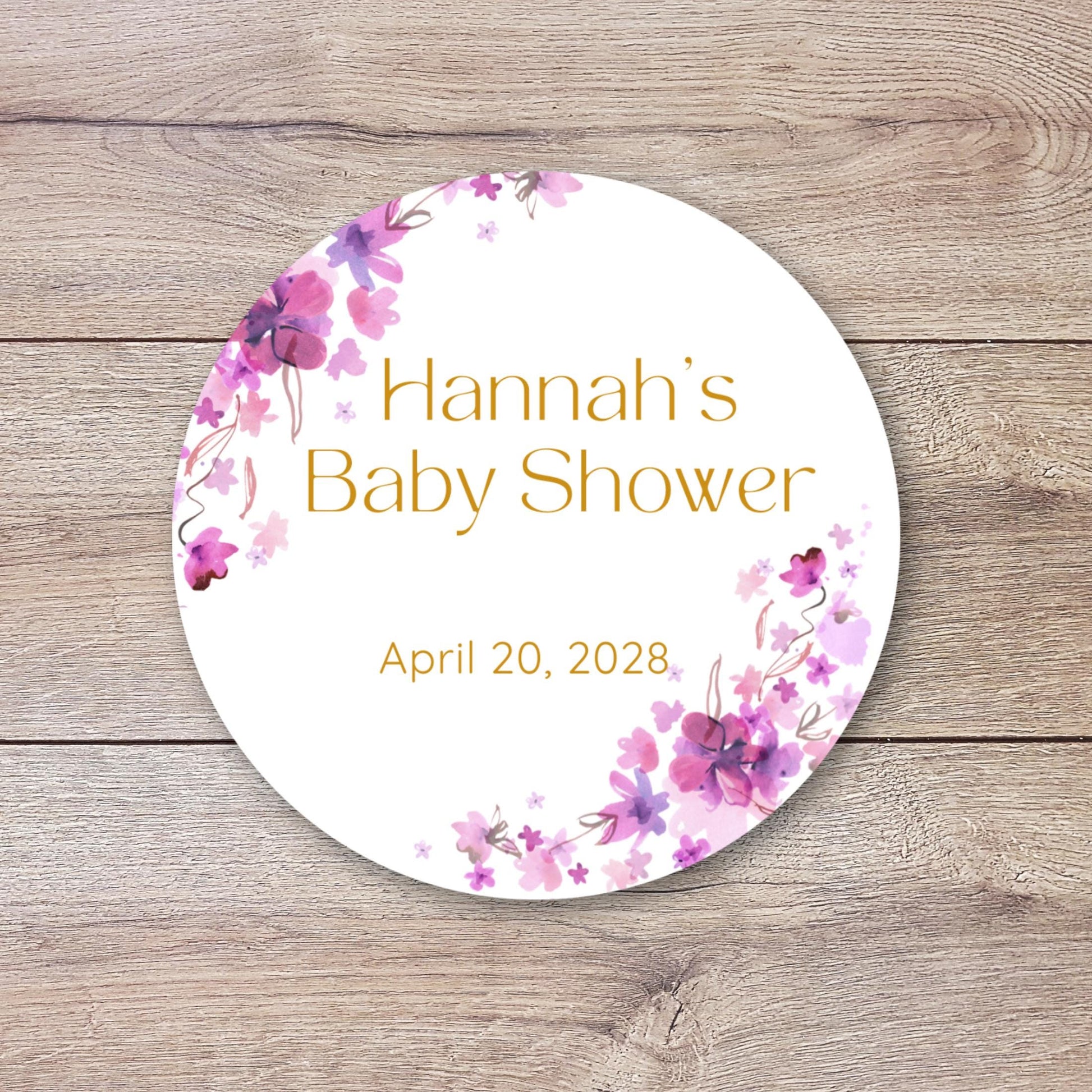 Personalized Watercolor Floral Baby Shower Stickers, Thank You for Coming Party Gift Labels