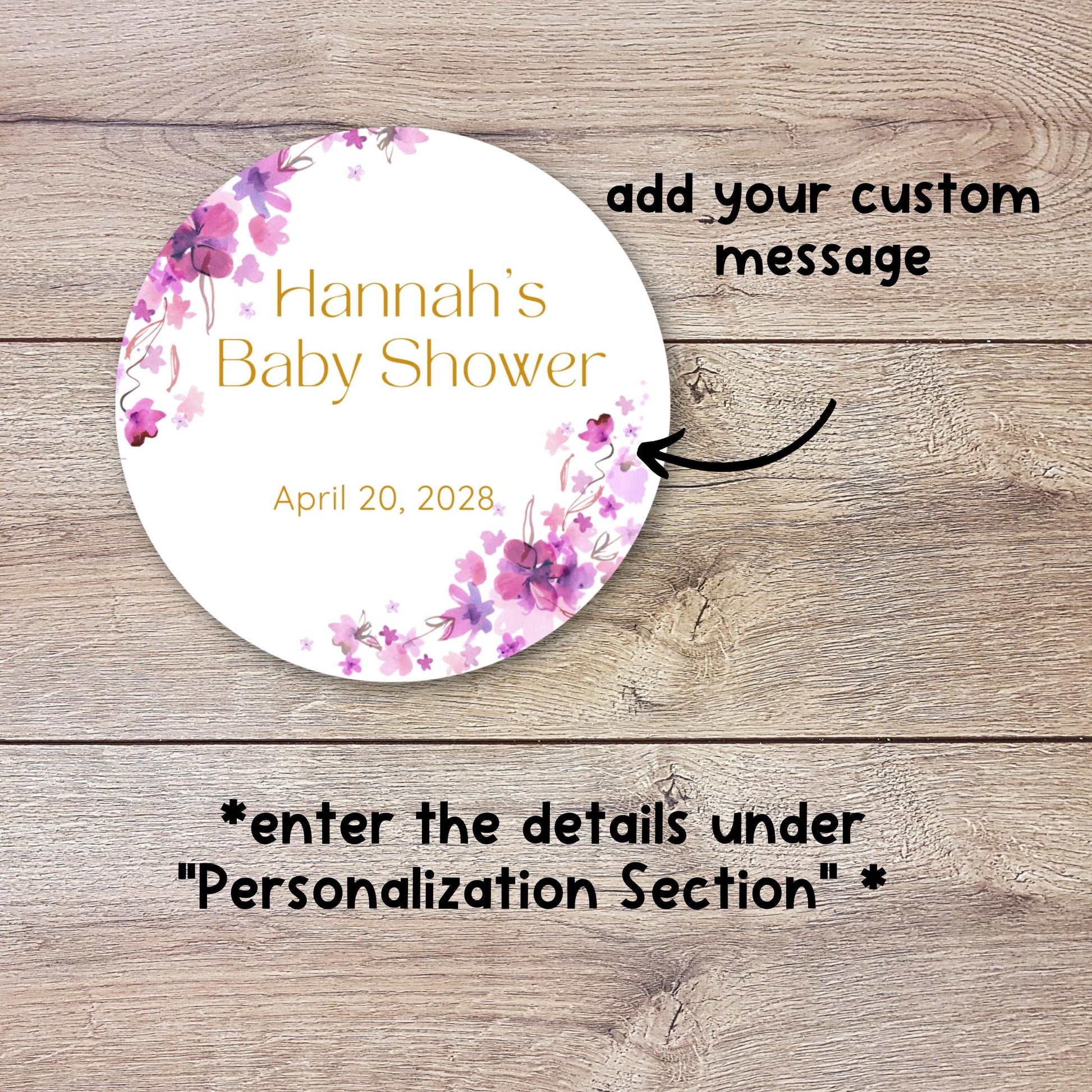Personalized Watercolor Floral Baby Shower Stickers, Thank You for Coming Party Gift Labels