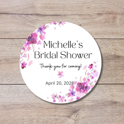 Floral Bridal Shower Personalized Stickers, Custom Bride-to-Be Thank You Labels