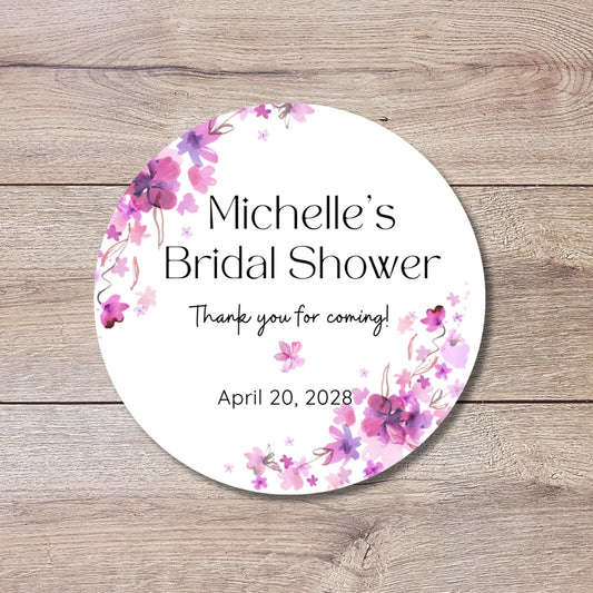 Floral Bridal Shower Personalized Stickers, Custom Bride-to-Be Thank You Labels