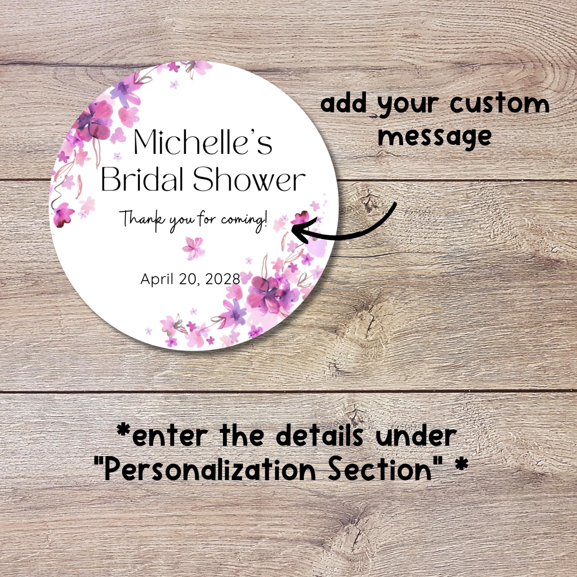 Floral Bridal Shower Personalized Stickers, Custom Bride-to-Be Thank You Labels