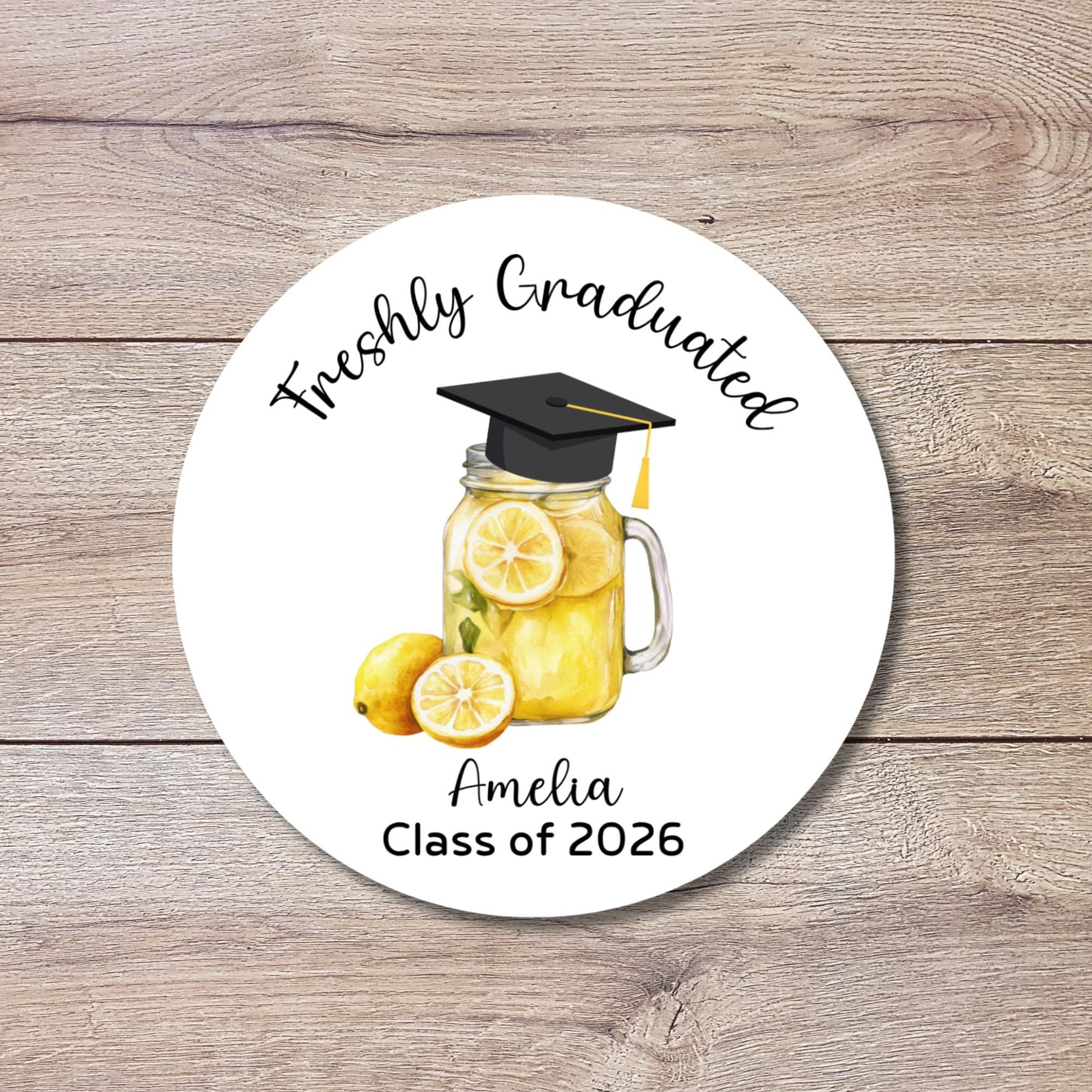 Personalized Freshly Graduated Graduation Stickers, Custom Grad Party Gift Bag Labels