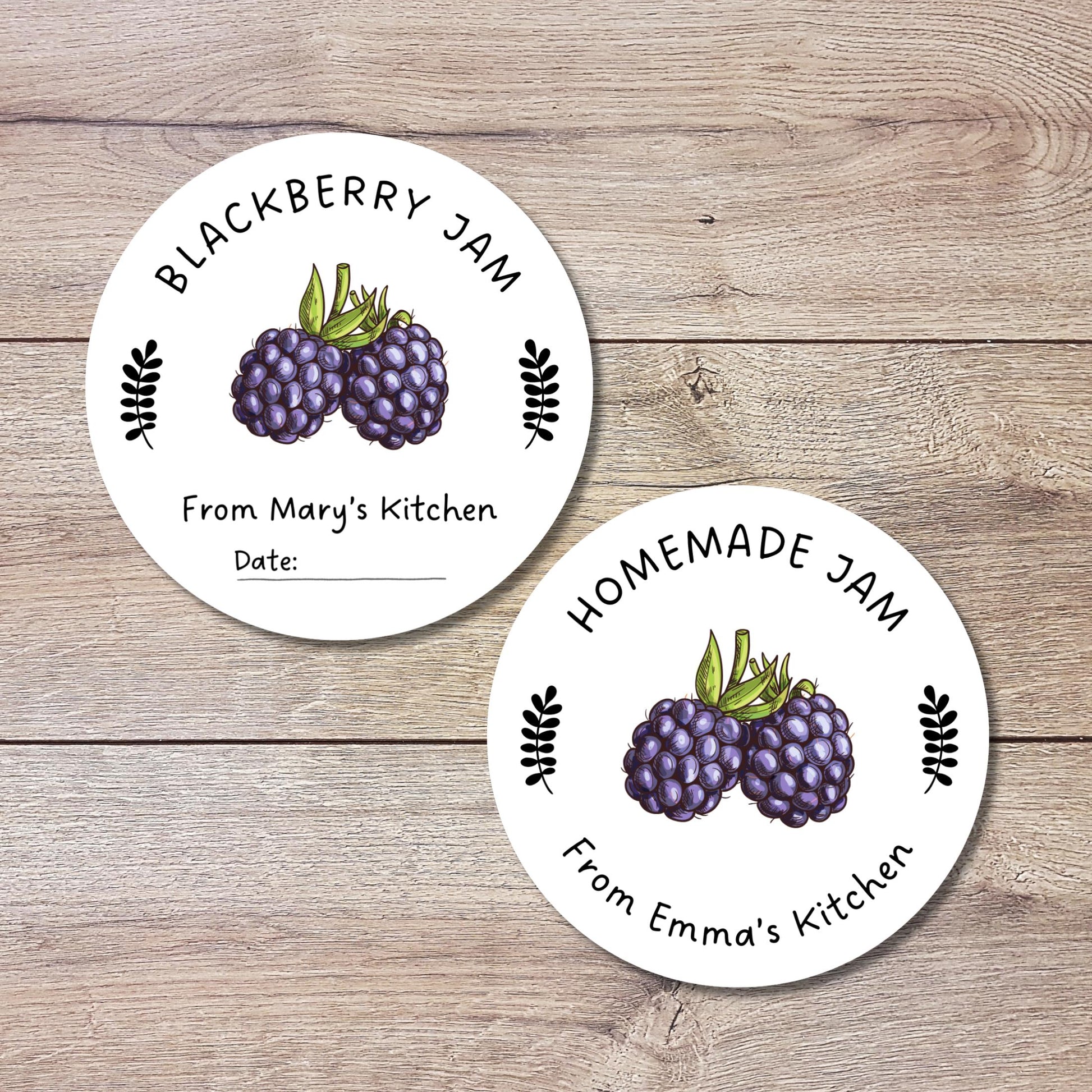 Personalized Blackberry Jam Jelly Stickers, Custom Homemade Fruit Canning with Date Line Labels