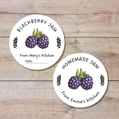 Personalized Blackberry Jam Jelly Stickers, Custom Homemade Fruit Canning with Date Line Labels