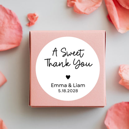 A Sweet Thank You Stickers, Personalized Wedding Bridal Shower, Baby Shower, Birthday Anniversary Party Labels
