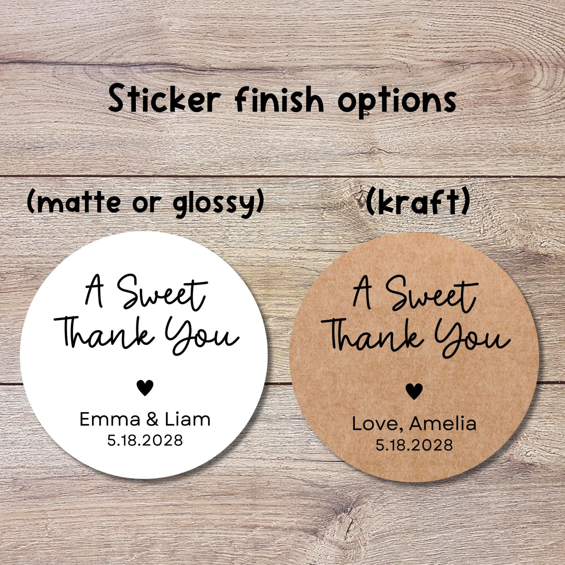 A Sweet Thank You Stickers, Personalized Wedding Bridal Shower, Baby Shower, Birthday Anniversary Party Labels