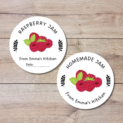 Personalized Raspberry Jam Jelly Stickers, Custom Homemade Fruit Canning with Date Line Labels