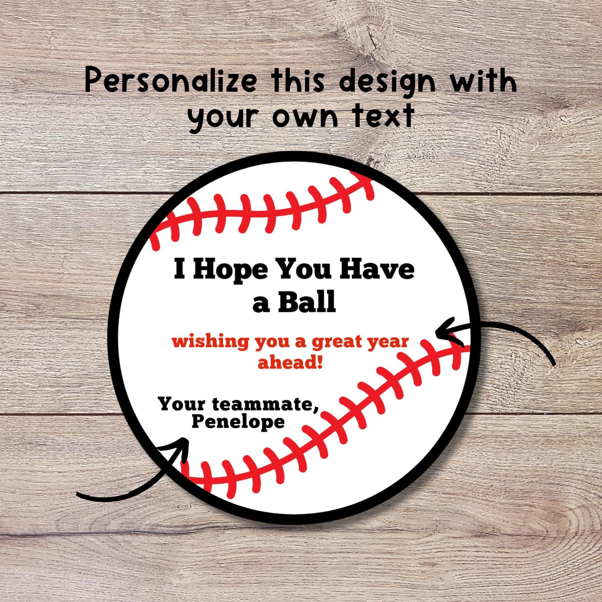 Personalized Hope You Had A Ball Baseball Stickers, Custom Party Favor Gift Bag Labels