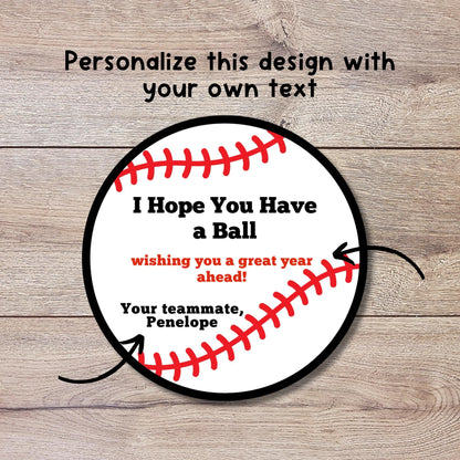 Personalized Hope You Had A Ball Baseball Stickers, Custom Party Favor Gift Bag Labels