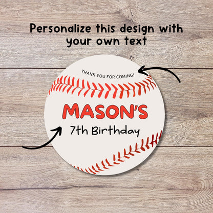 Personalized Baseball Theme Birthday Stickers, Custom Have a Ball Party Favor Gift Bags Labels