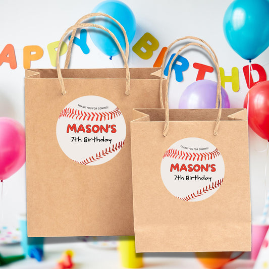 Personalized Baseball Theme Birthday Stickers, Custom Have a Ball Party Favor Gift Bags Labels