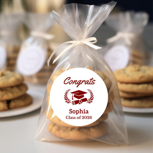 Personalized Graduation Stickers, Custom Grad Party Favor Gift Bags Labels
