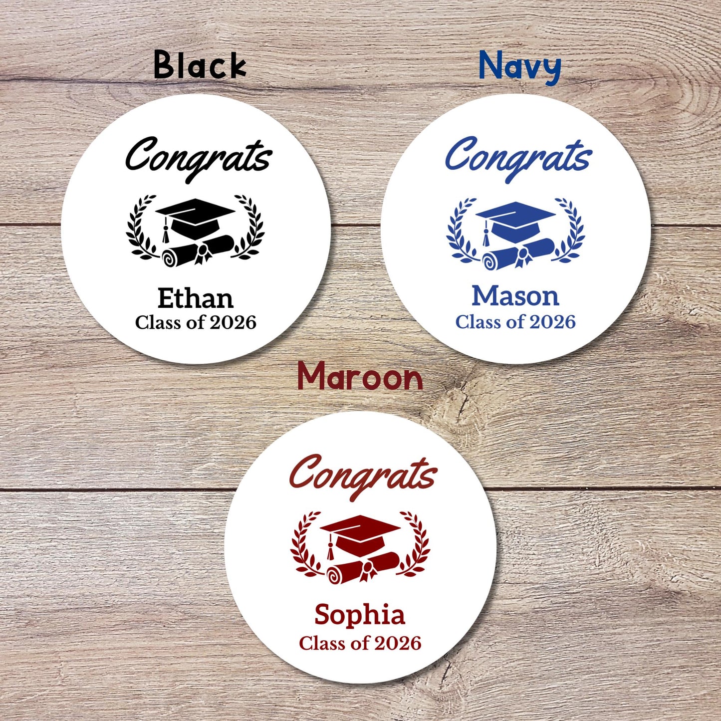 Personalized Graduation Stickers, Custom Grad Party Favor Gift Bags Labels