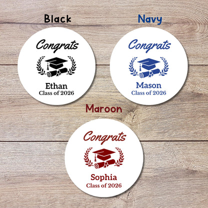 Personalized Graduation Stickers, Custom Grad Party Favor Gift Bags Labels
