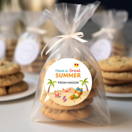 Personalized Have a Great Summer Stickers, Last Day End of School Party Gift Bag Labels