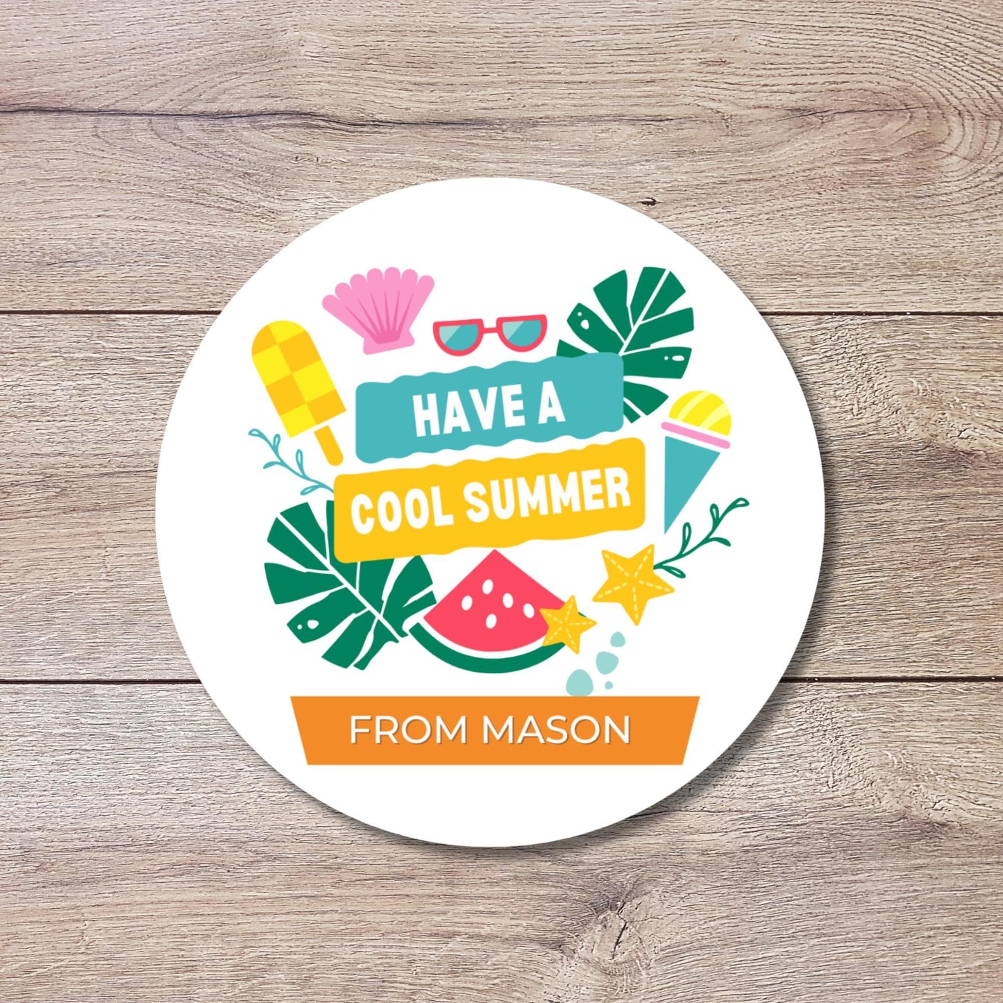 Personalized Have a Cool Summer Stickers, Last Day End of School Party Gift Bag Labels