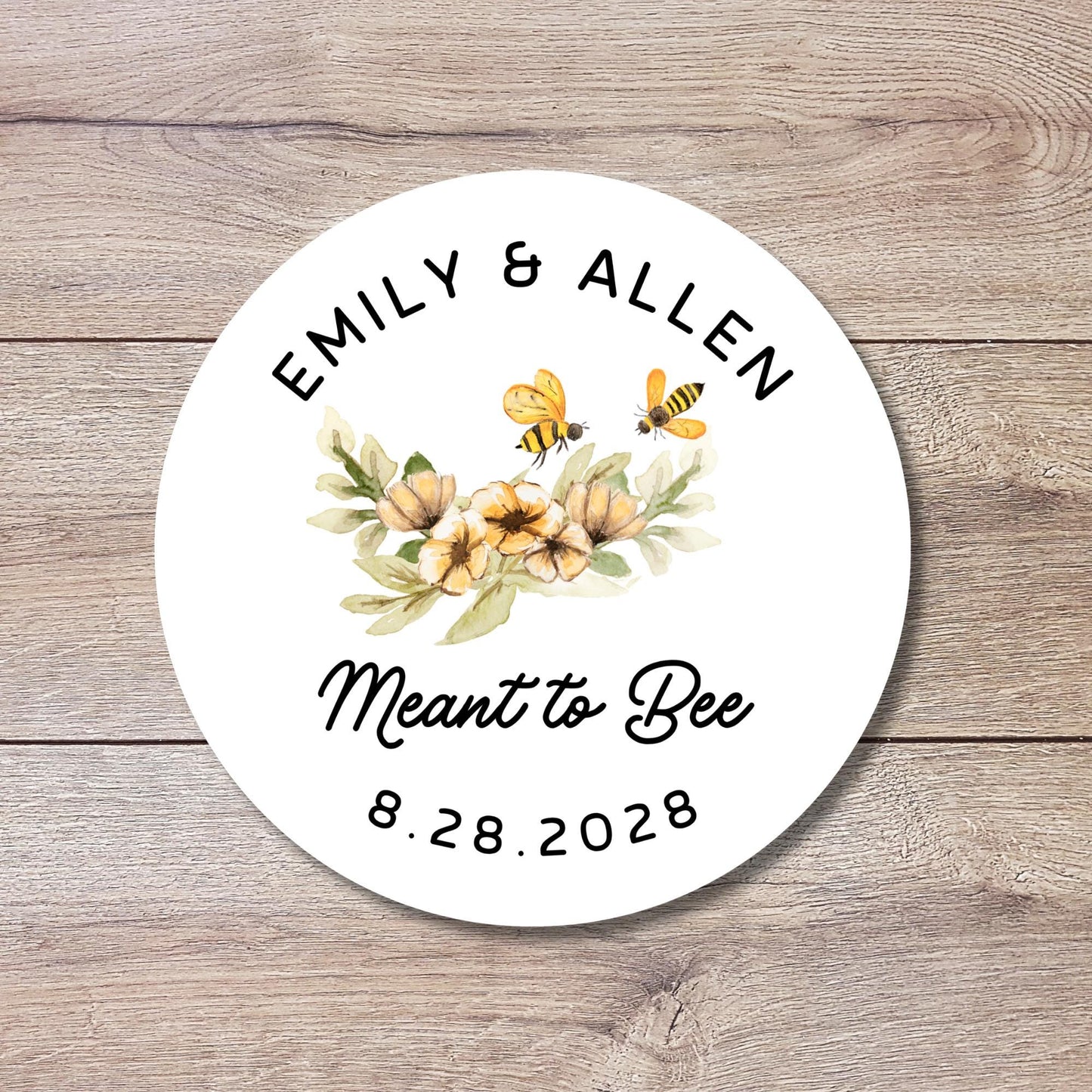 Personalized Meant to Bee Round Sticker, Custom Wedding Bridal Shower Party Favor Labels