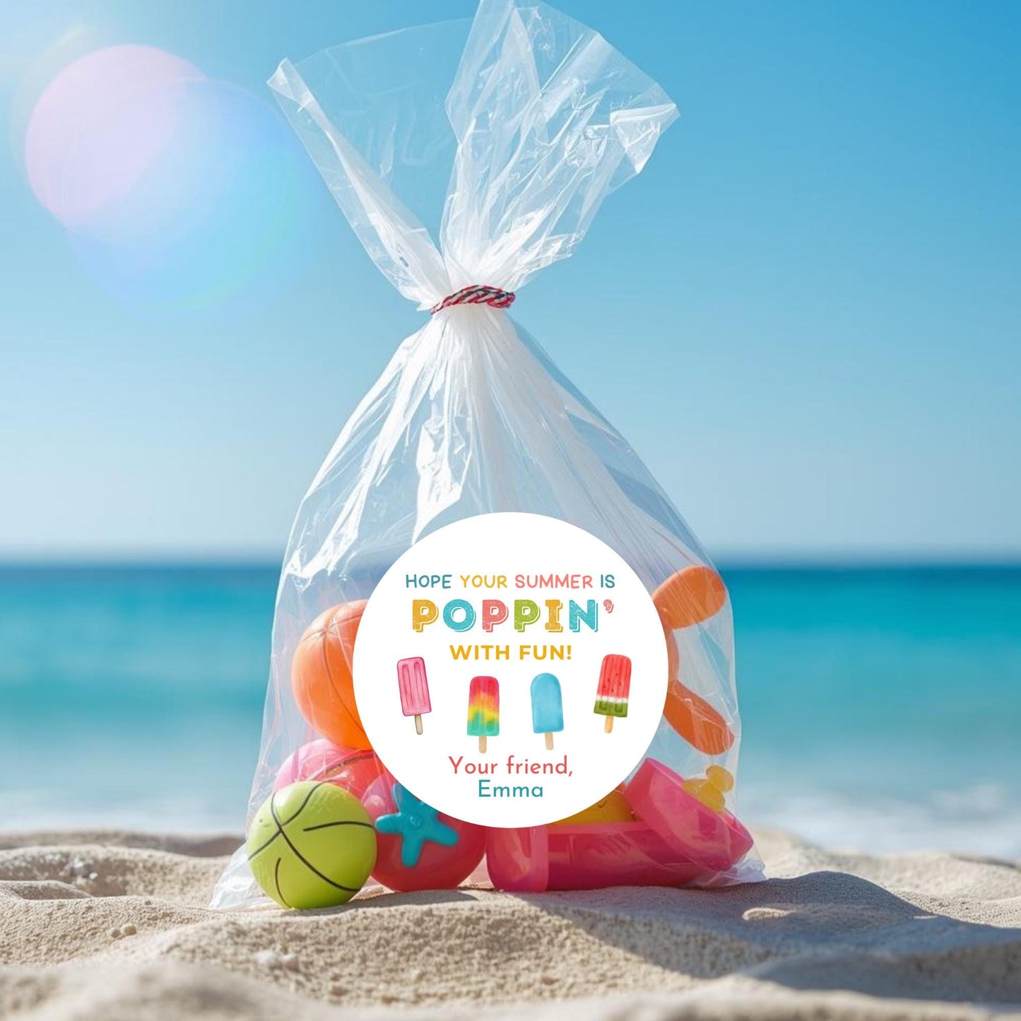 Personalized Have a Poppin Summer Sticker, Last Day End of School Party Treat Bag Labels