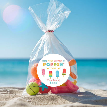 Personalized Have a Poppin Summer Sticker, Last Day End of School Party Treat Bag Labels