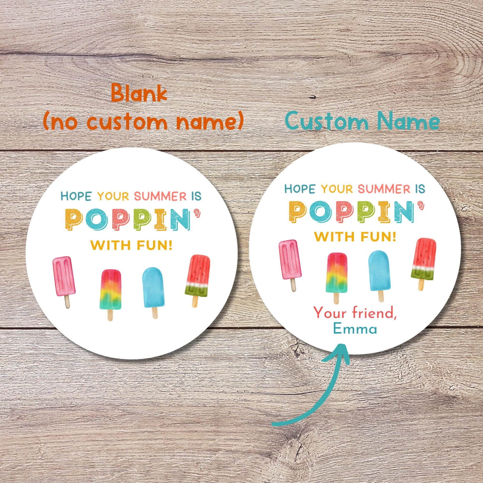 Personalized Have a Poppin Summer Sticker, Last Day End of School Party Treat Bag Labels