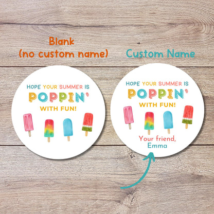 Personalized Have a Poppin Summer Sticker, Last Day End of School Party Treat Bag Labels