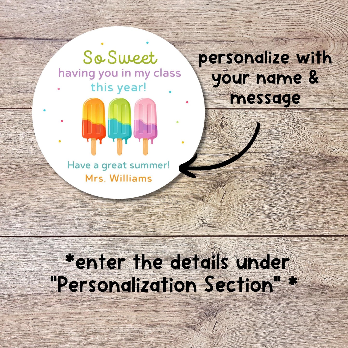 Personalized So Sweet Having You This Year Stickers, Last Day End of School Party Treat Bag Labels