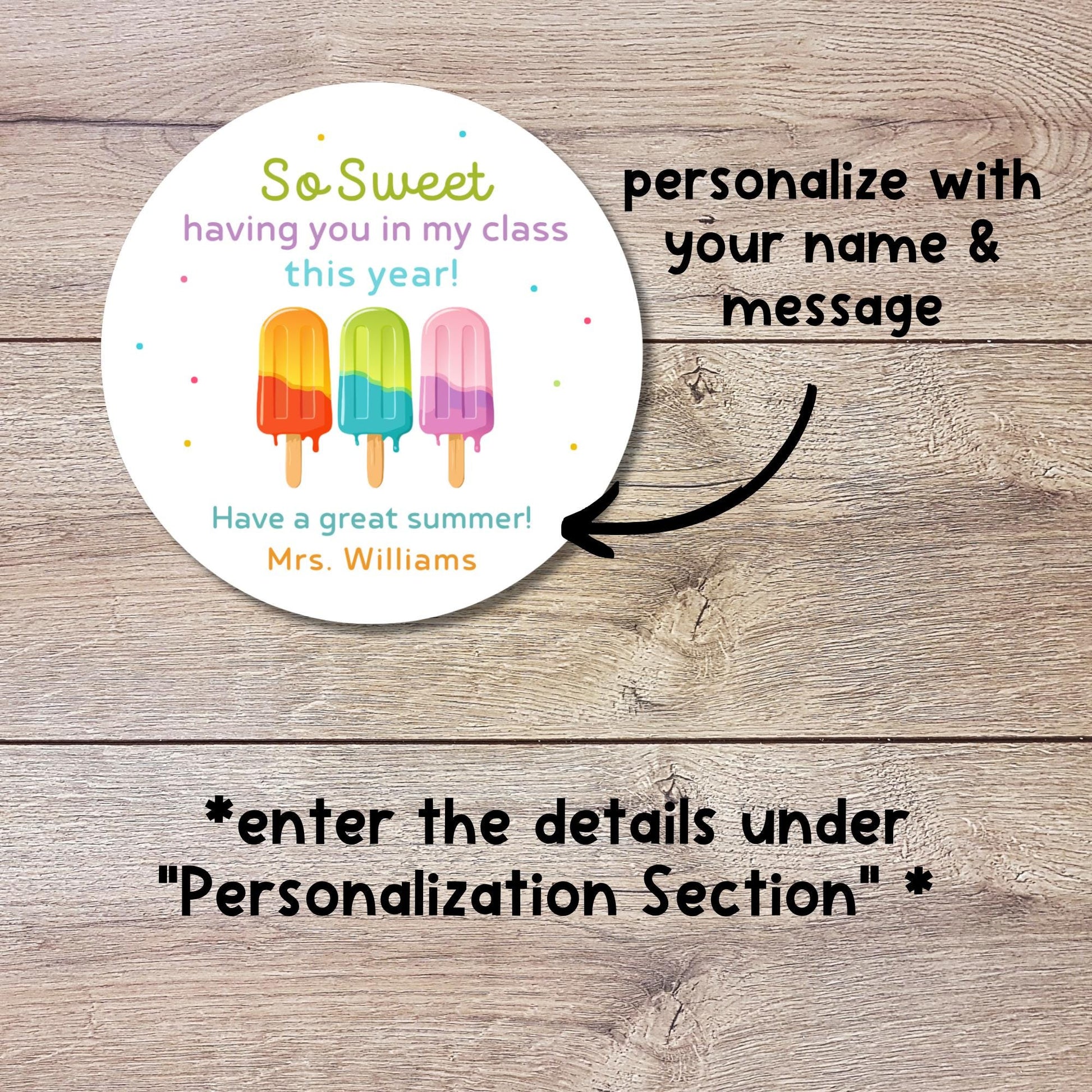 Personalized So Sweet Having You This Year Stickers, Last Day End of School Party Treat Bag Labels
