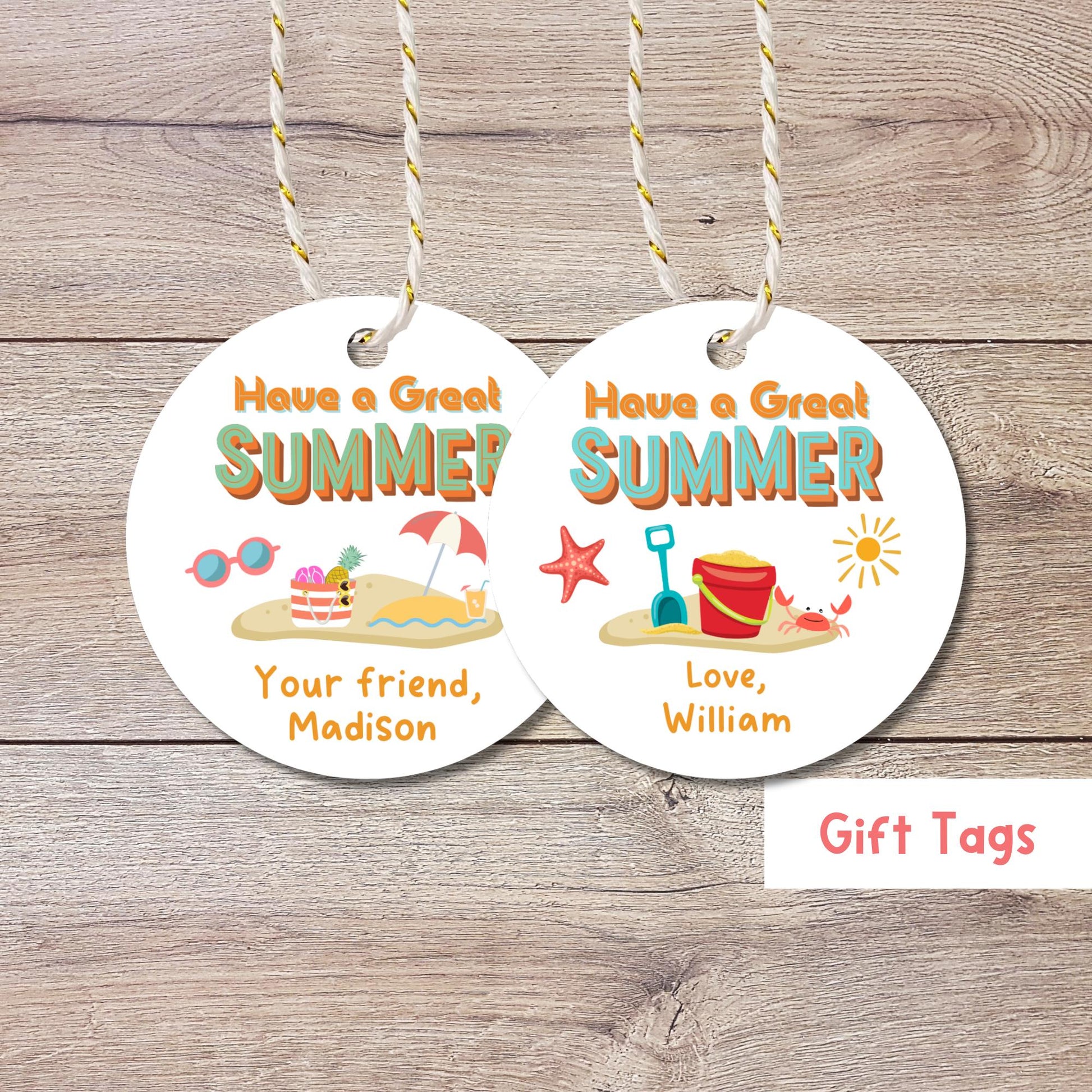 Have A Great Summer, Happy Last Day End of School Party Favor Gift Bag Tags
